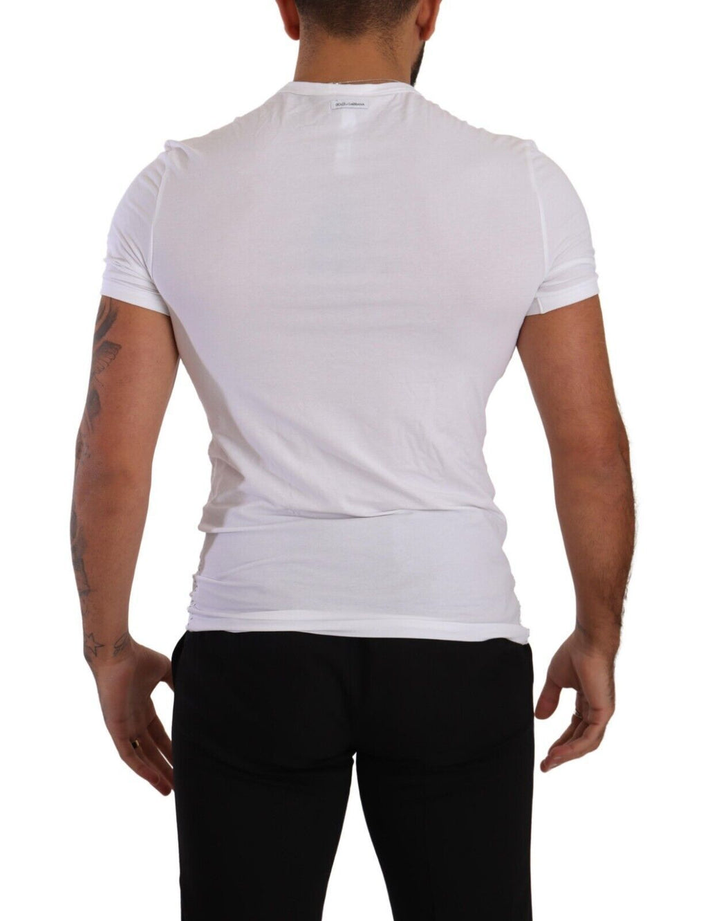 White Round Neck Cotton Stretch T-shirt Underwear