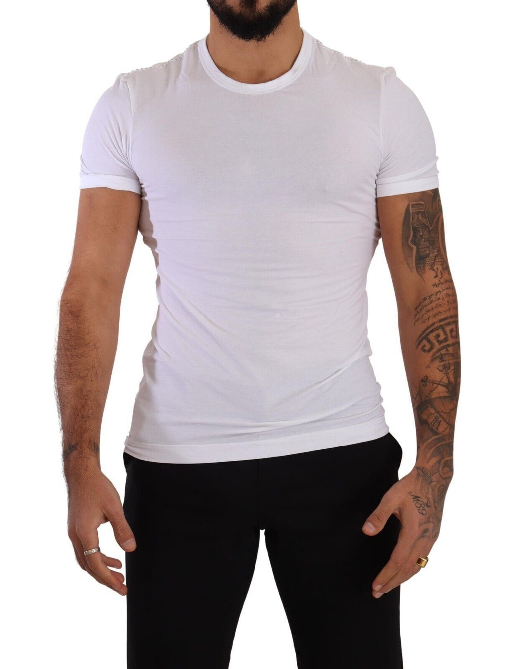White Round Neck Cotton Stretch T-shirt Underwear