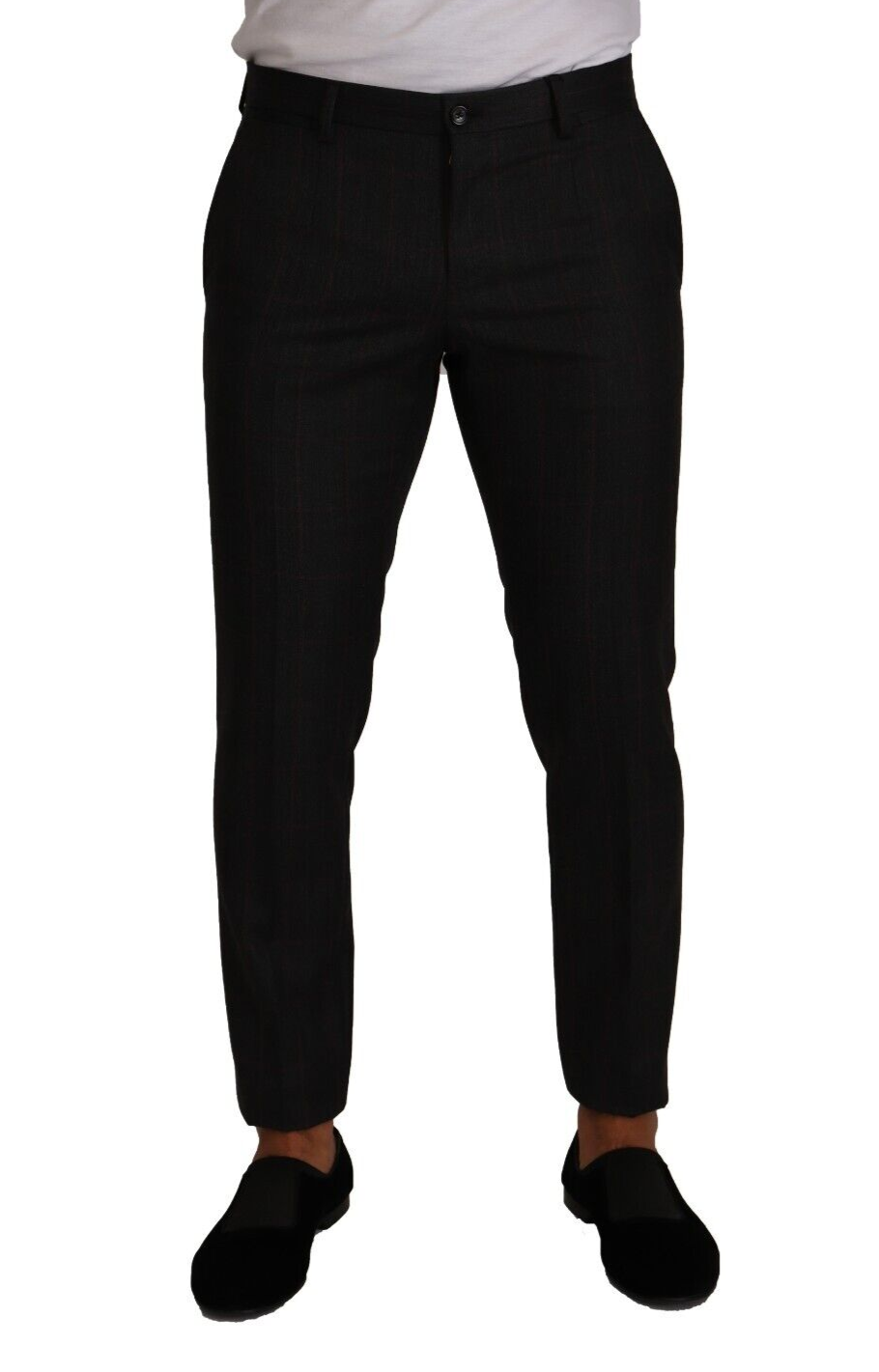 Gray Check Wool Formal Trouser Dress Pants