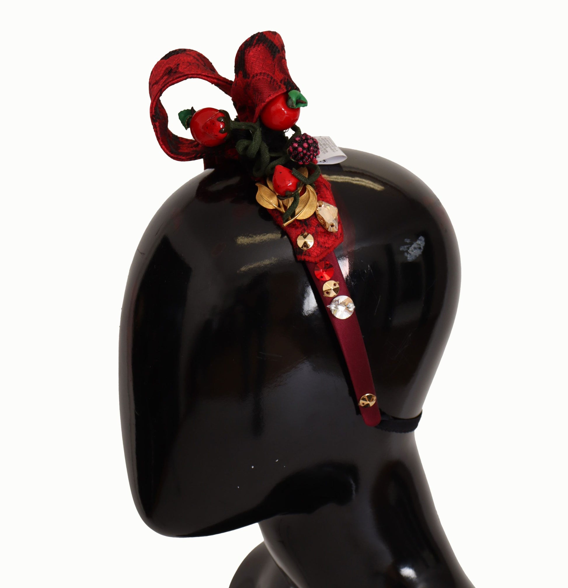 Cherry Silk Crystal Bow Logo Diadem Tiara Headband