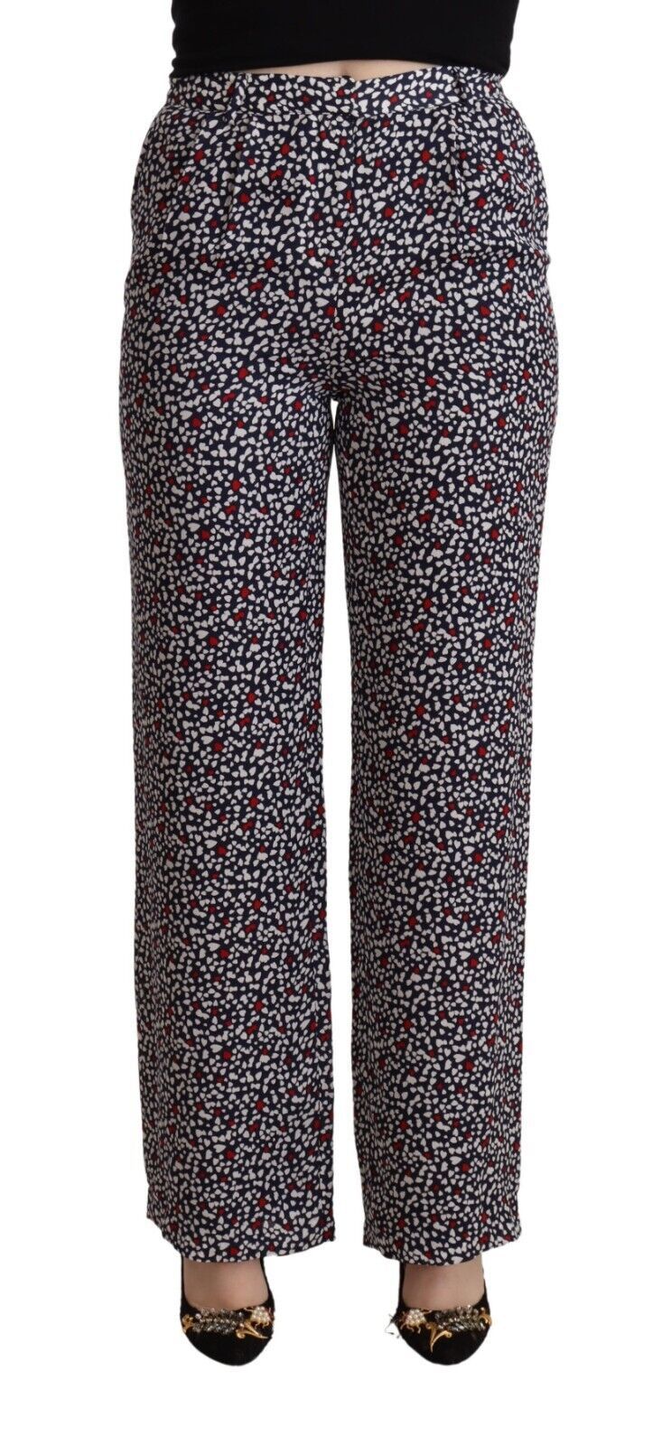 Black High Waist Printed Straight Pants