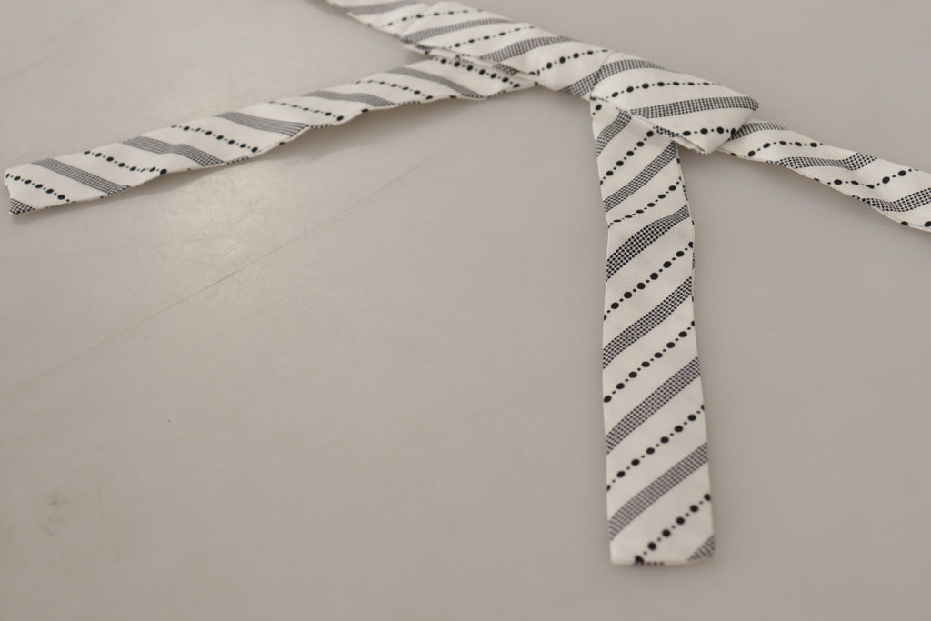 White Black Polka Dot 100% Silk Neck Papillon Bow Tie