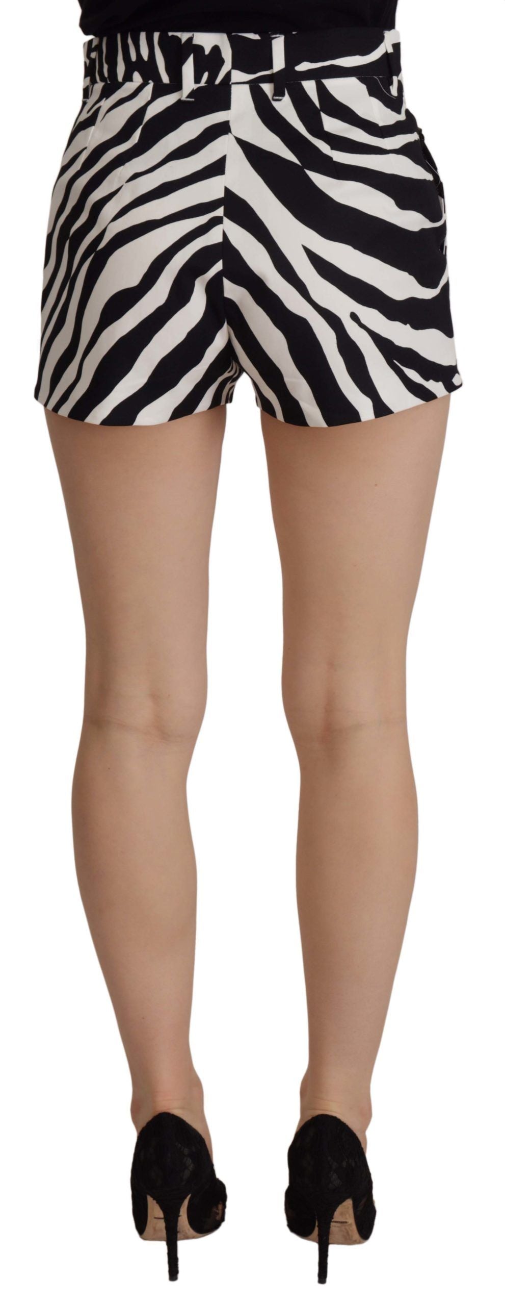 Black White Cotton Stretch Hot Pants Shorts