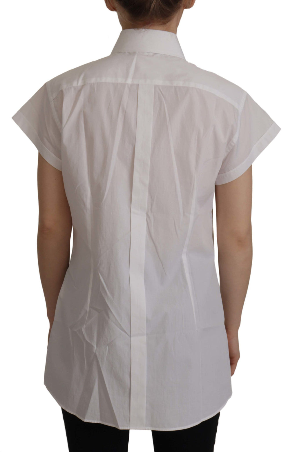 White Sleeveless Tuxedo Formal Blouse Top