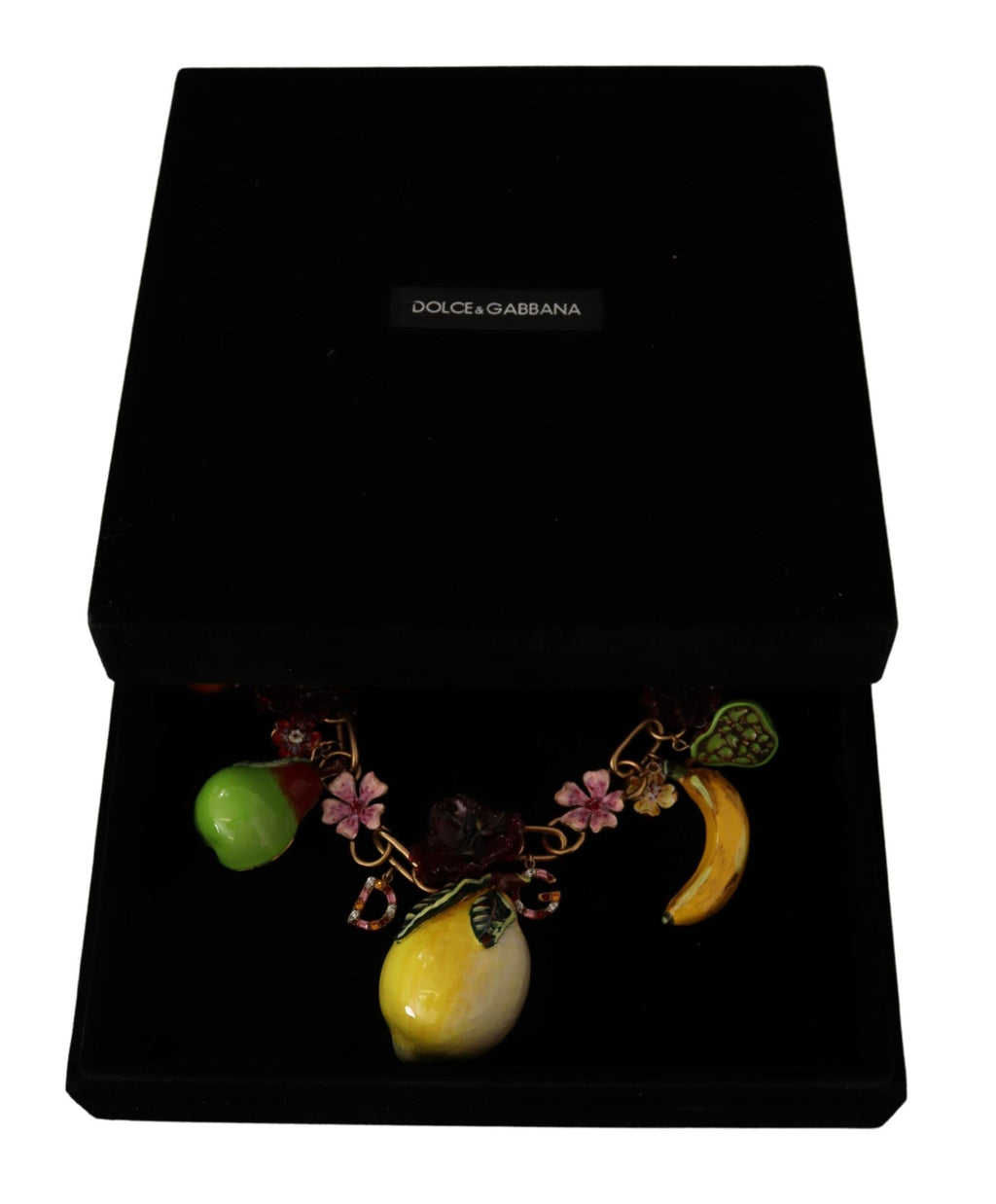 Gold Brass Sicily Fruits Roses Statement Necklace