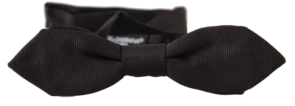 Black Solid 100% Silk Adjustable Neck Papillon Tie