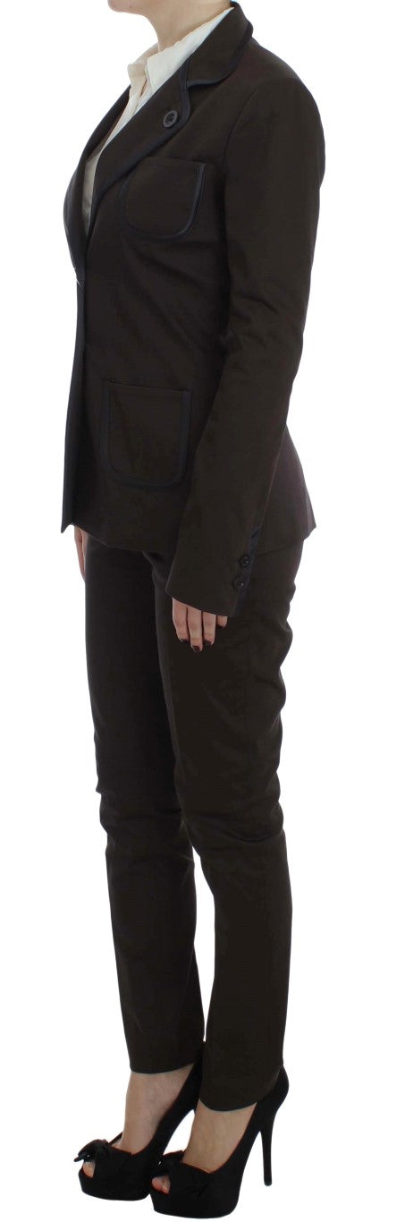 Brown Stretch Two Button Suit