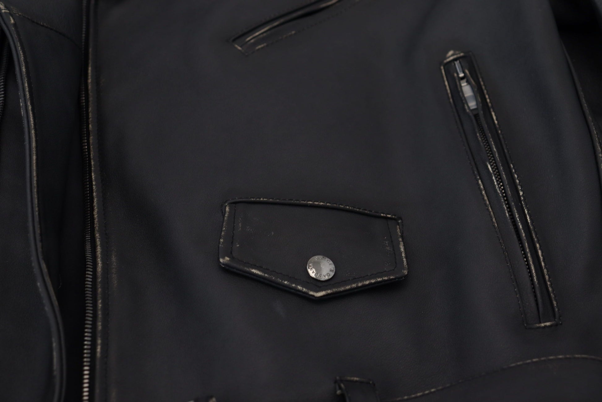 Black Leather Biker Coat Zipper Jacket