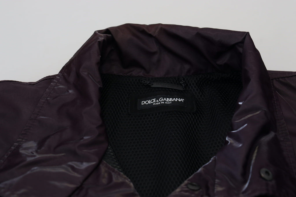 Purple Nylon Collared Biker Coat Jacket