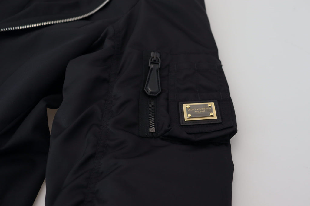 Black Wool Full Zip Long Sleeves Jacket