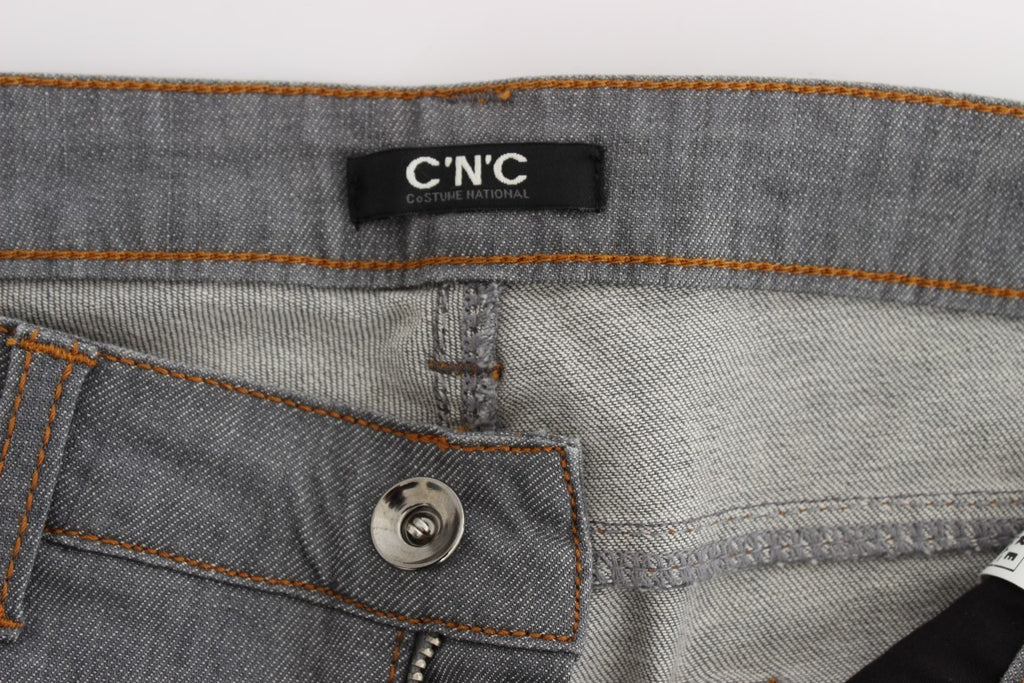Gray Cotton Regular Fit Denim Jeans