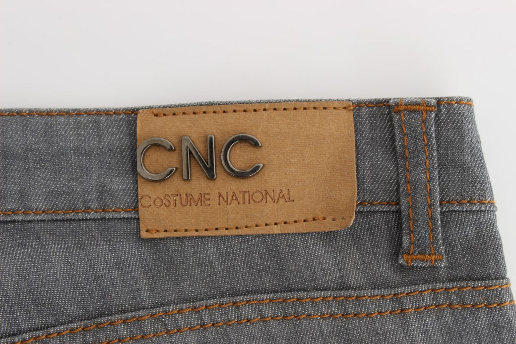 Gray Cotton Regular Fit Denim Jeans