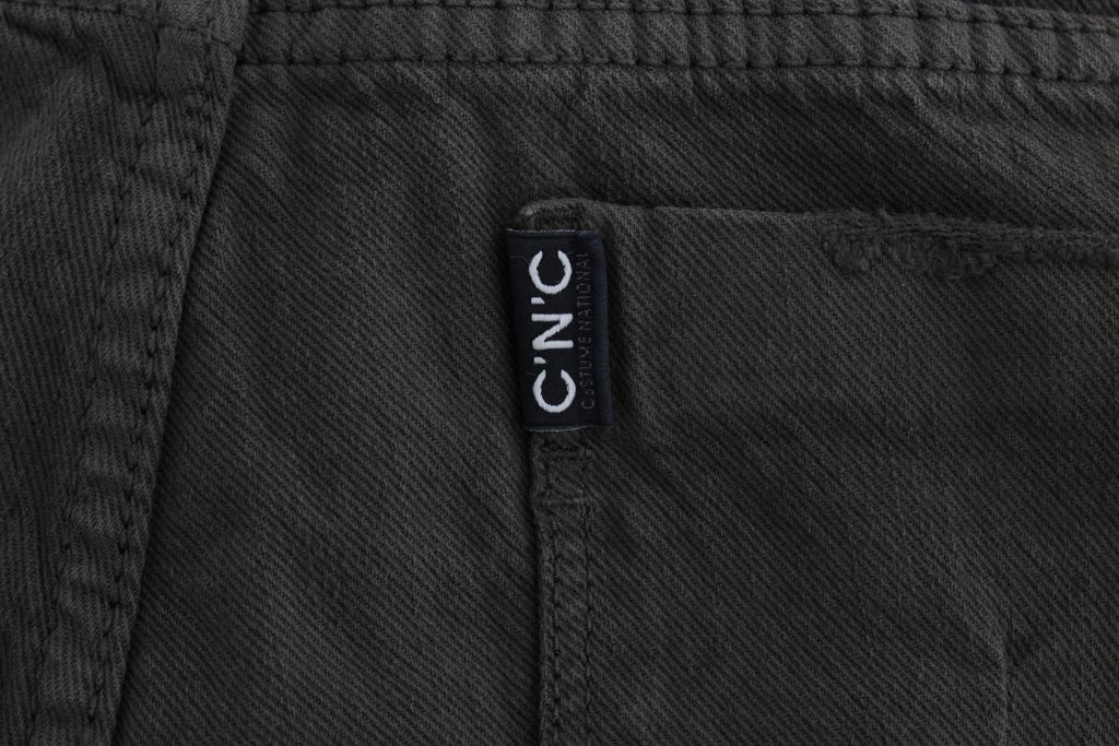 Green Cotton Blend Slim Fit Jeans