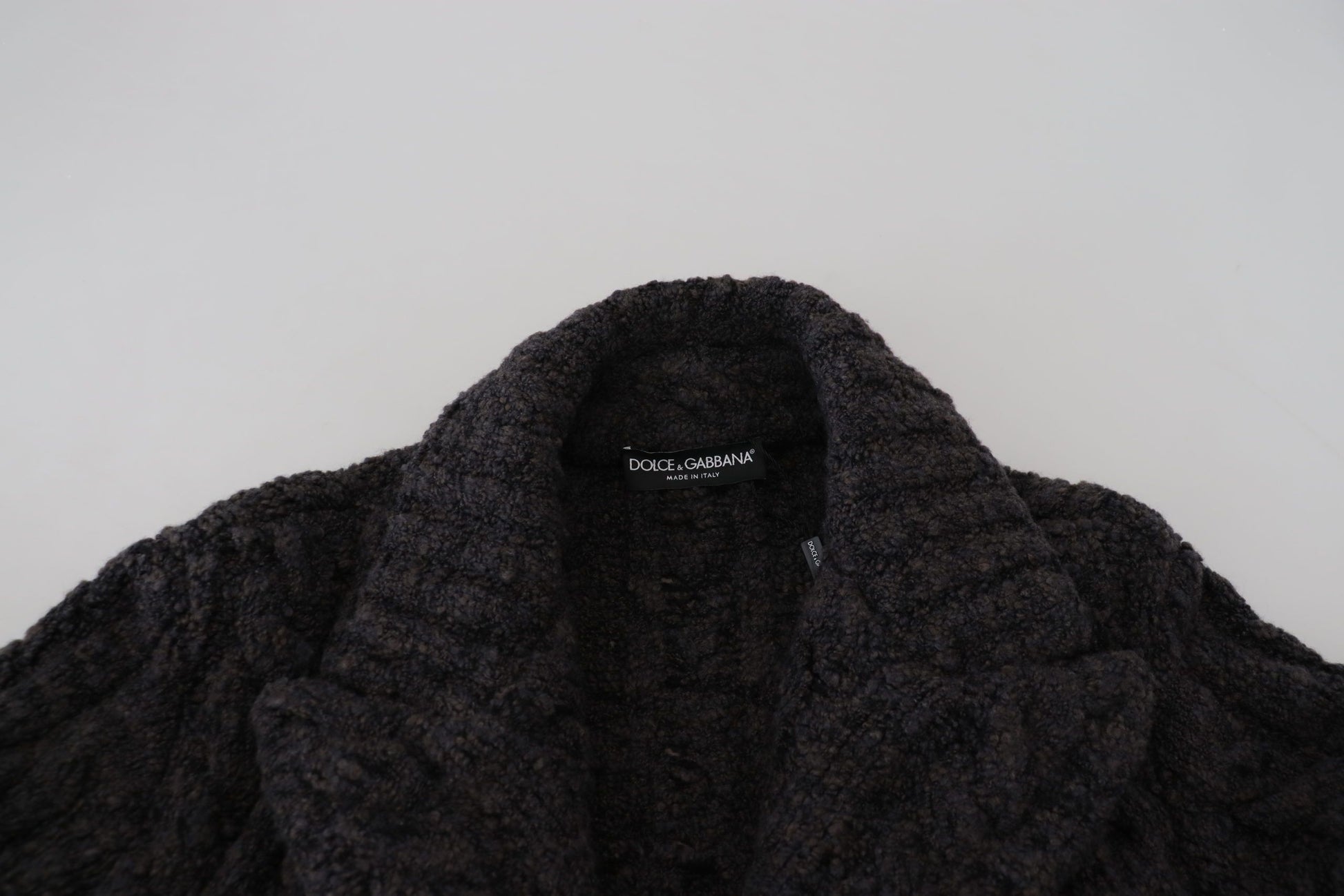 Black Wool Knit Double Breasted Coat Jacket