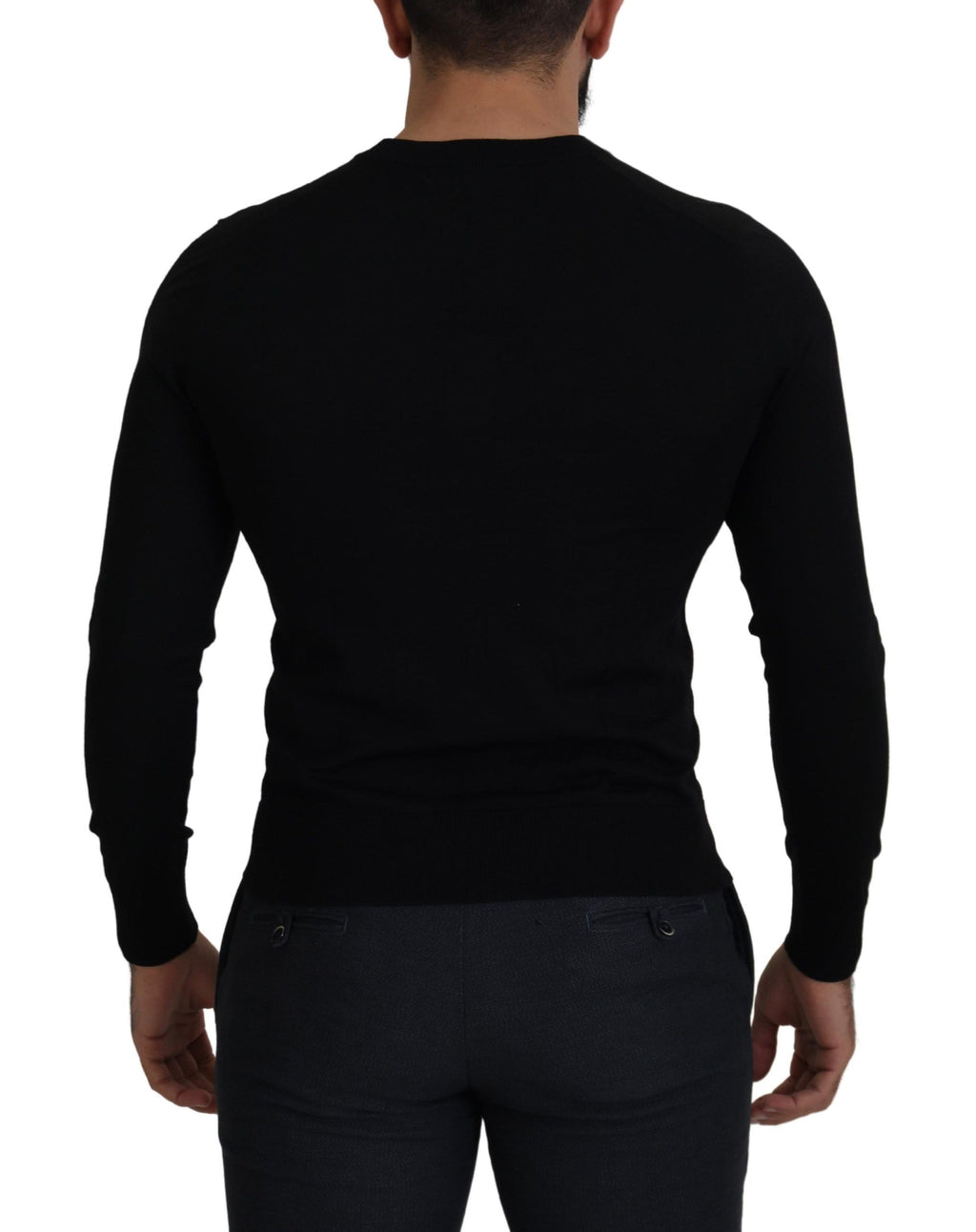 Black Wool Button Down Cardigan Sweater