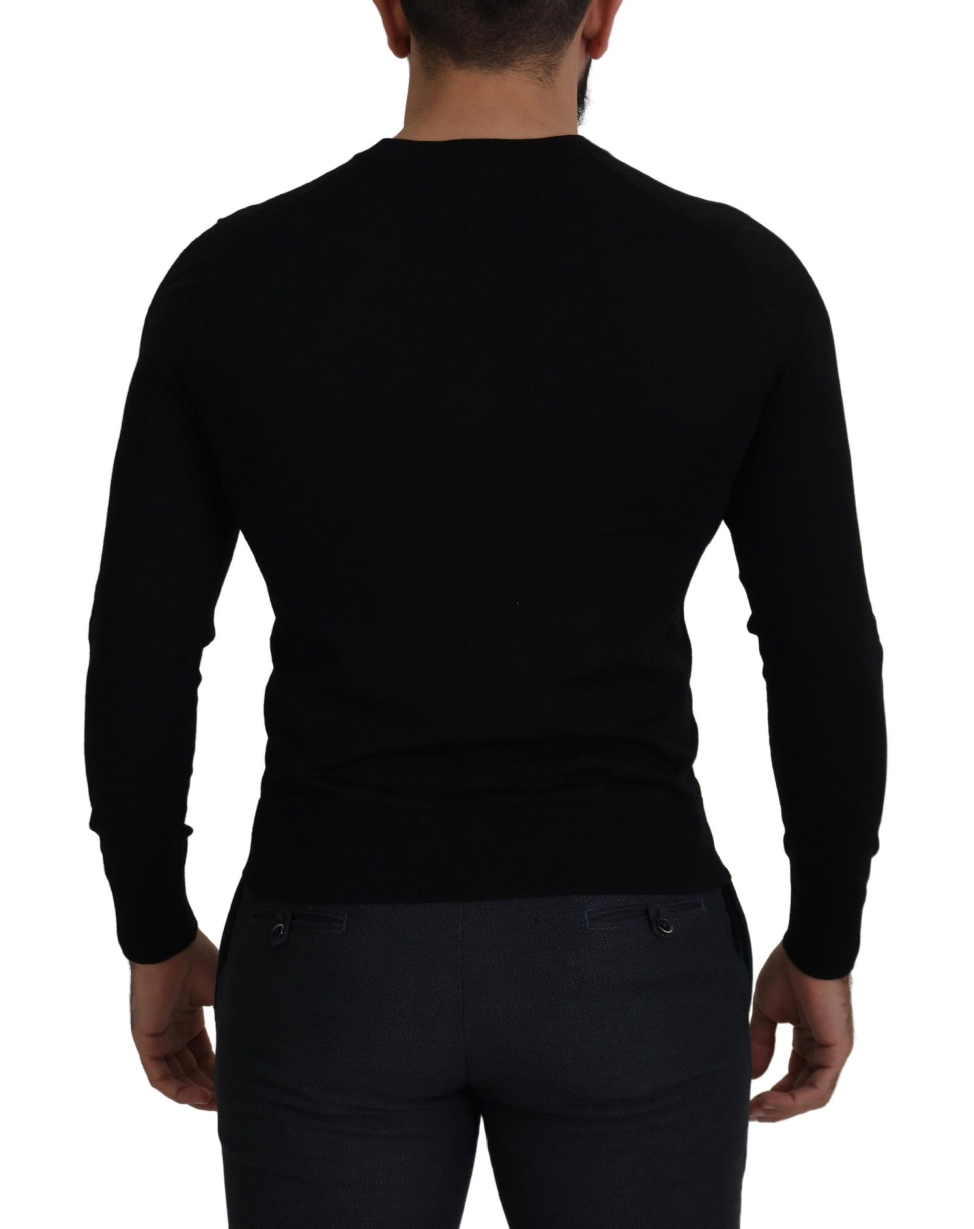 Black Wool Button Down Cardigan Sweater