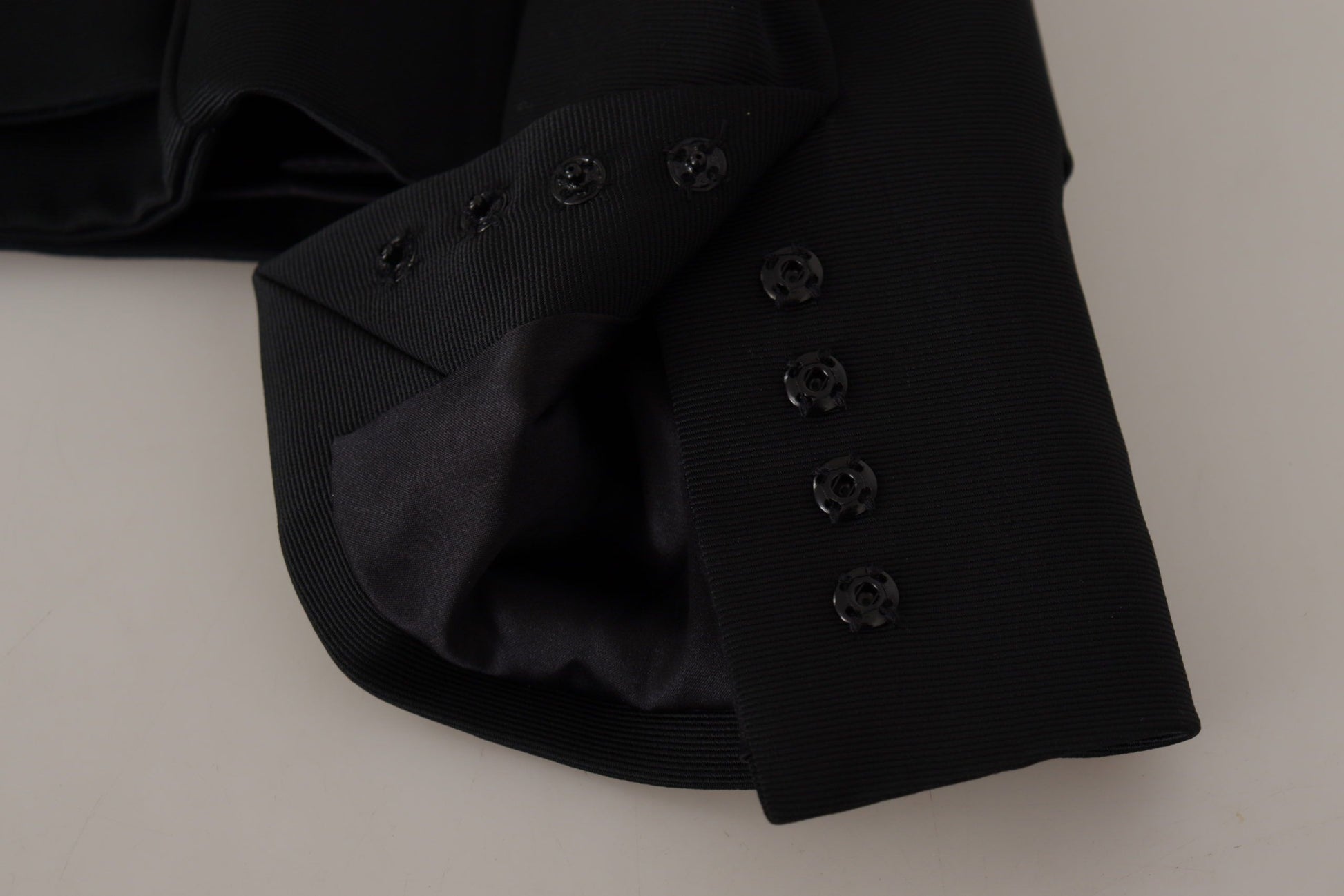 Black Slim Fit Long Sleeves Snap Jacket