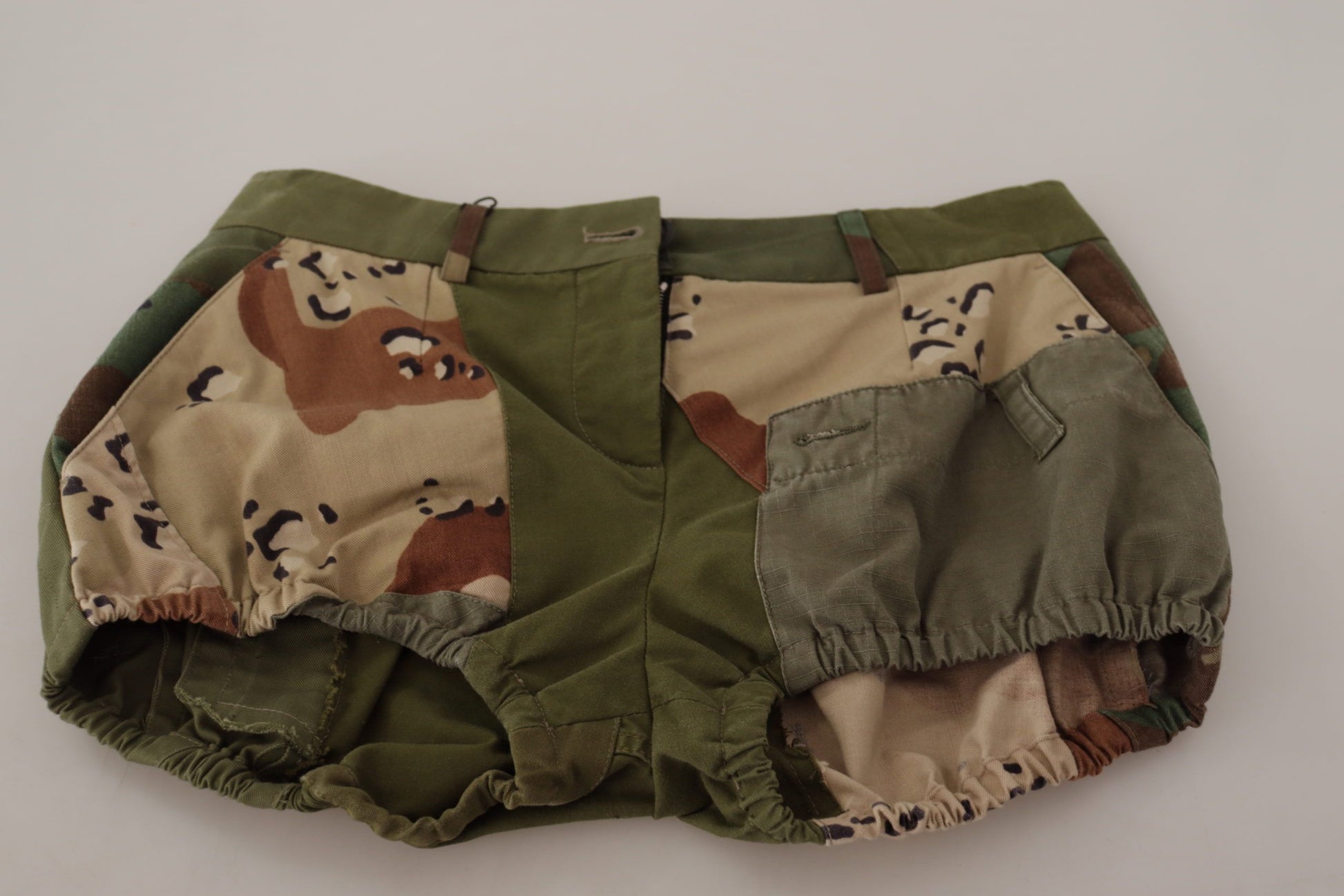 Green High Waist Hot Pants Cotton Army Shorts