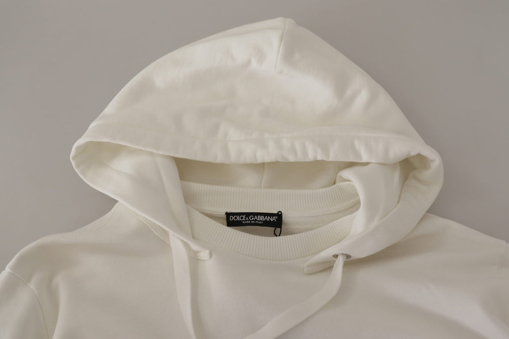 White Hoodie Pullover Embroidered Sweater