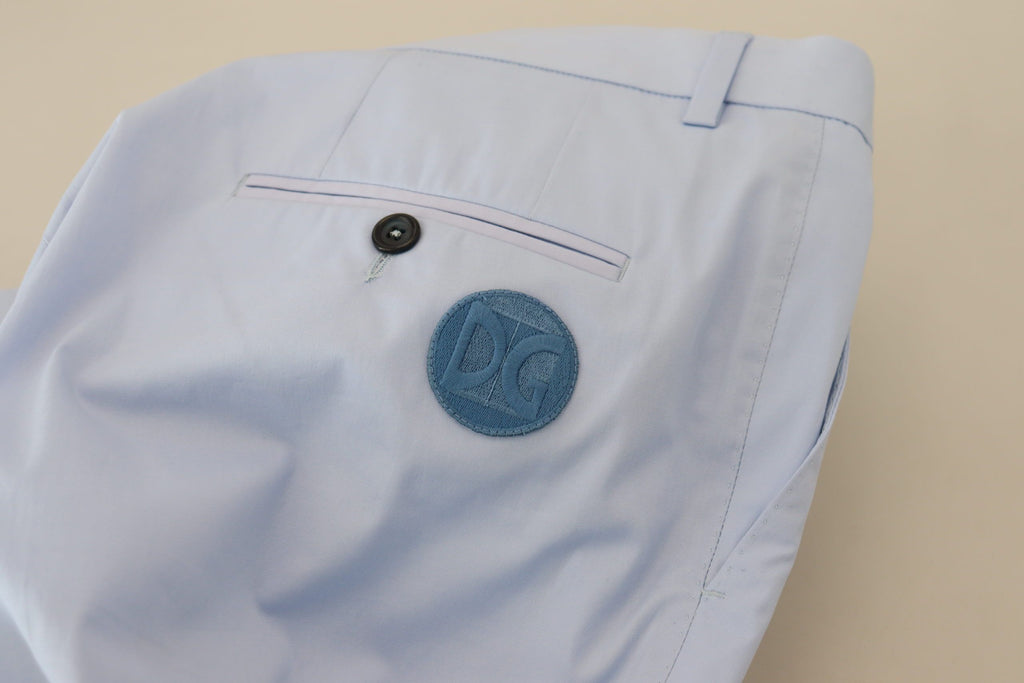 Blue Cotton Stretch Trousers Chinos Pants