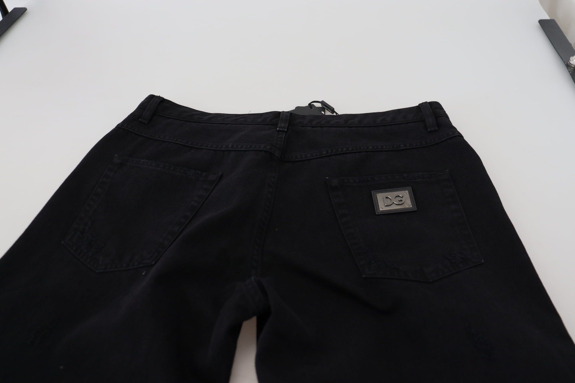 Black Loose Regular Torn Cotton Jeans