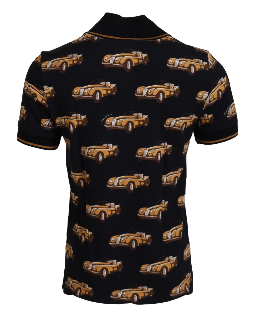 Black Car Print Short Sleeve Polo T-shirt