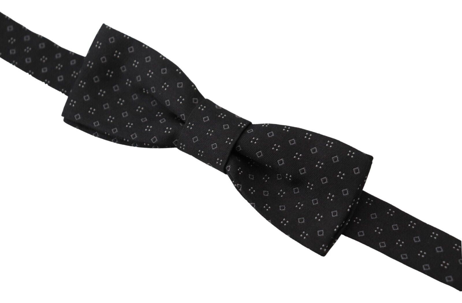 Black Pattern Silk Adjustable Neck Papillon Bow Tie