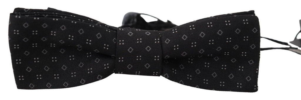 Black Pattern Silk Adjustable Neck Papillon Bow Tie
