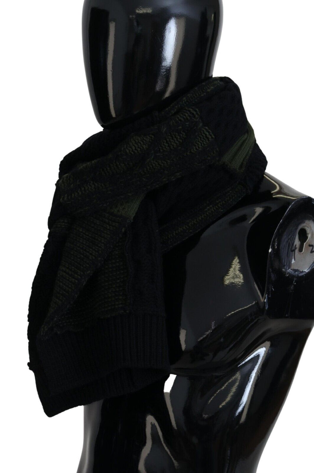 Black Green Knitted Men Neck Wrap Shawl Scarf