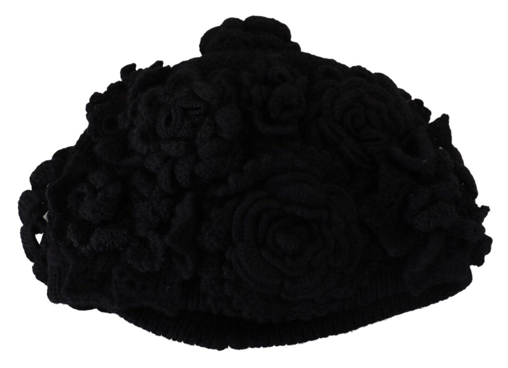 Black Wool Knit Winter Beanie Hat