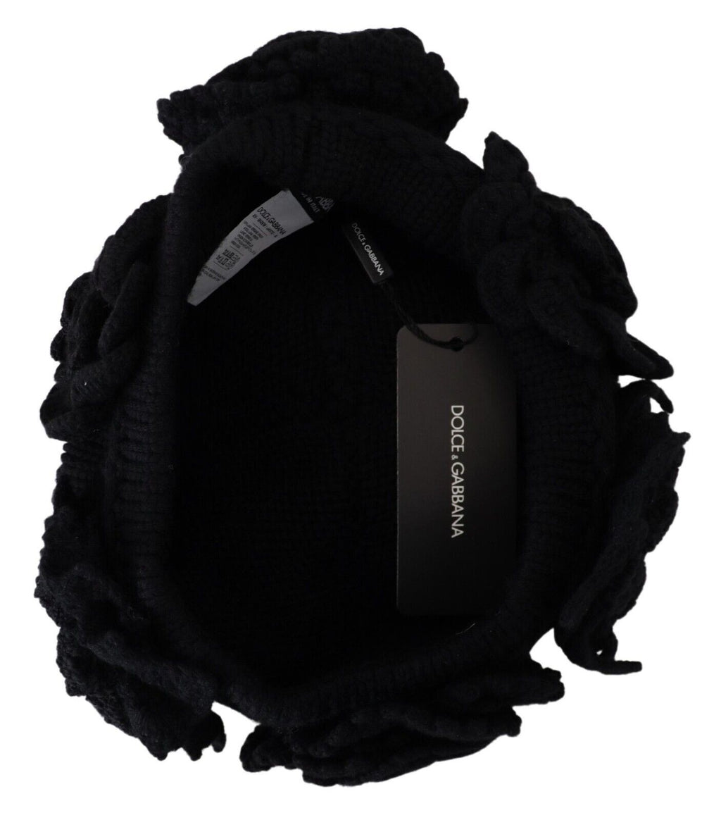 Black Wool Knit Winter Beanie Hat