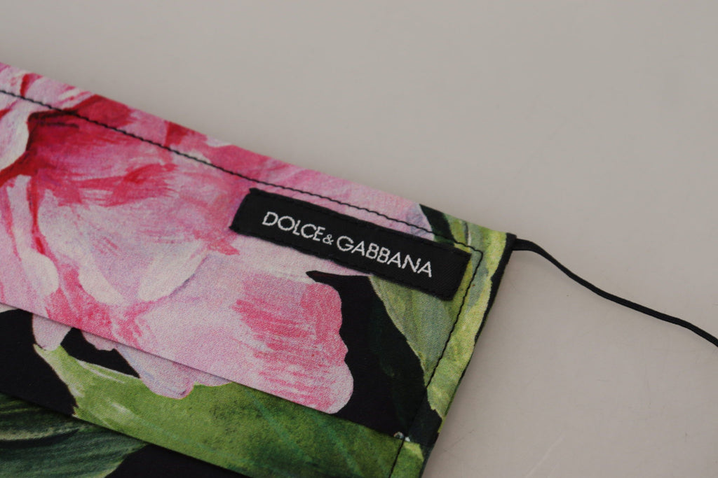 Black Floral Pleated Elastic Ear Strap Face Mask