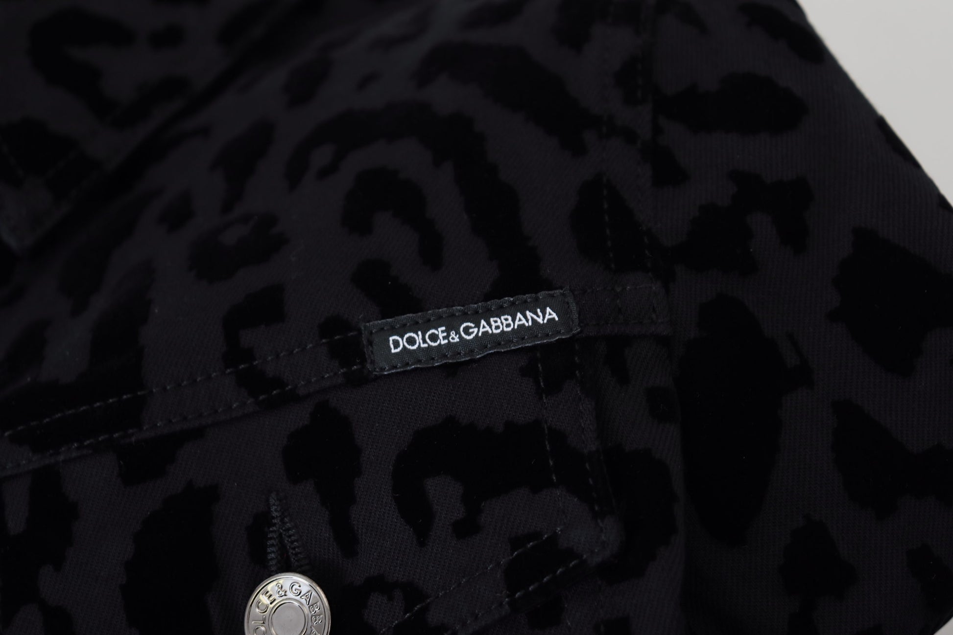 Black Leopard Long Sleeve Denim Cotton Jacket