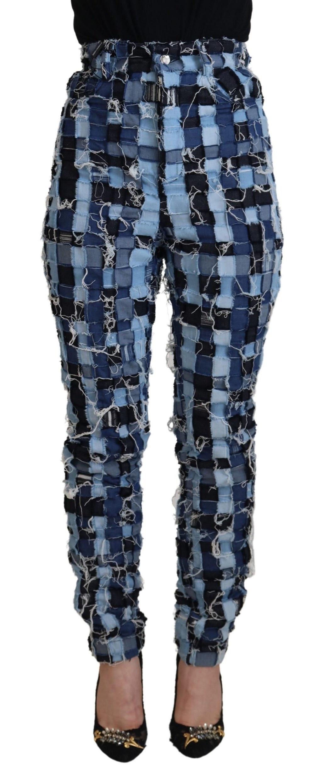 Multicolor Patchwork Cotton Denim Jeans