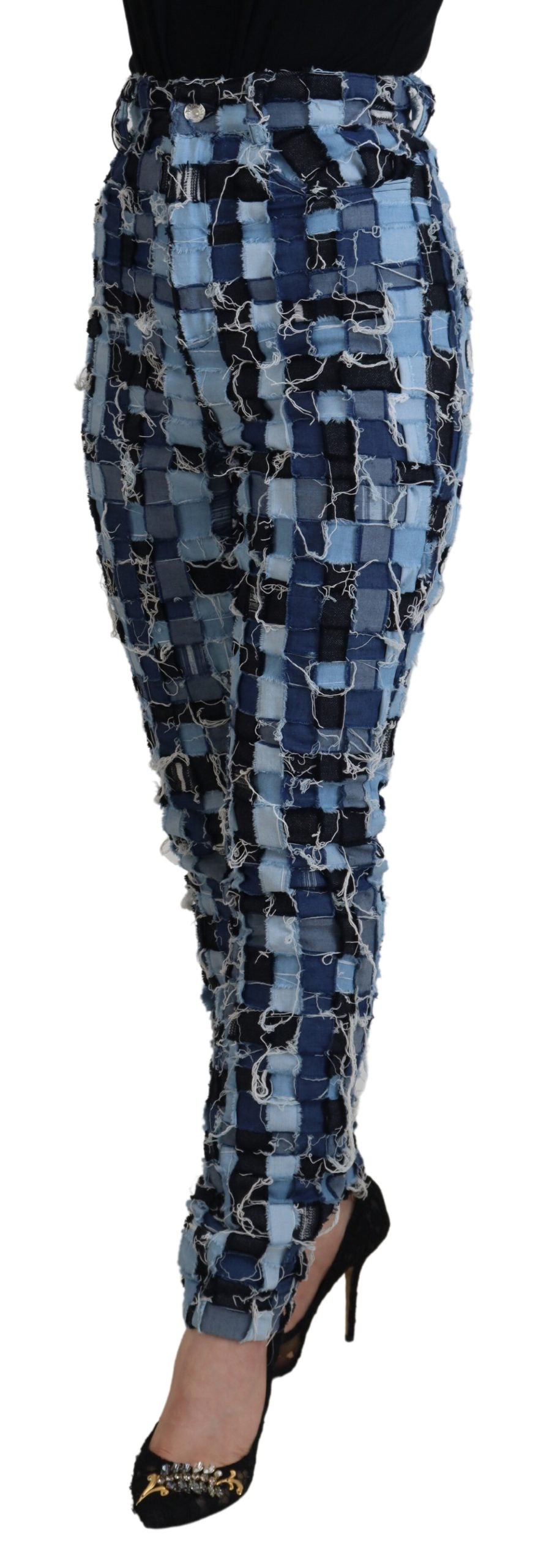 Multicolor Patchwork Cotton Denim Jeans