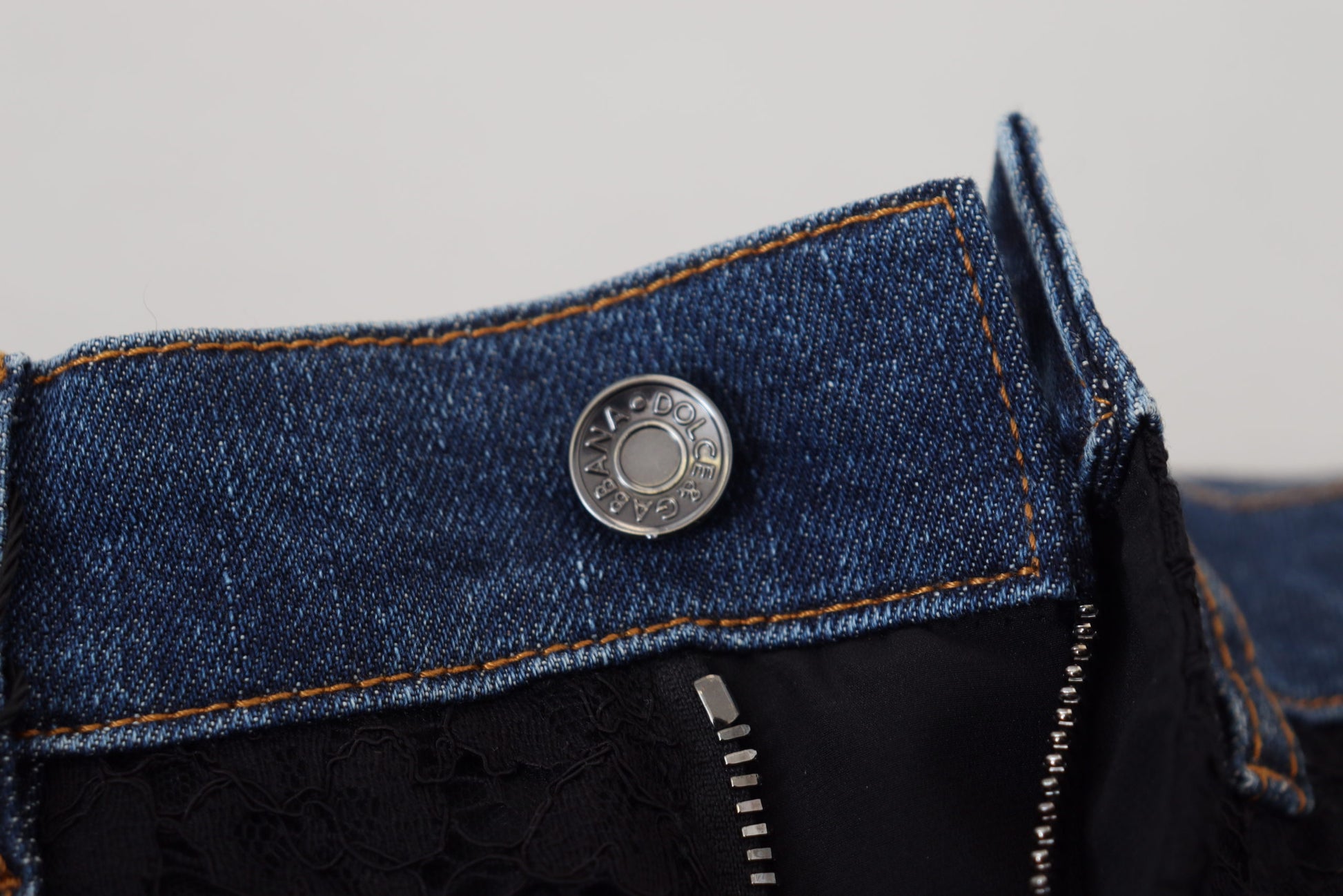 Black Floral Lace Front Skinny Denim Jeans