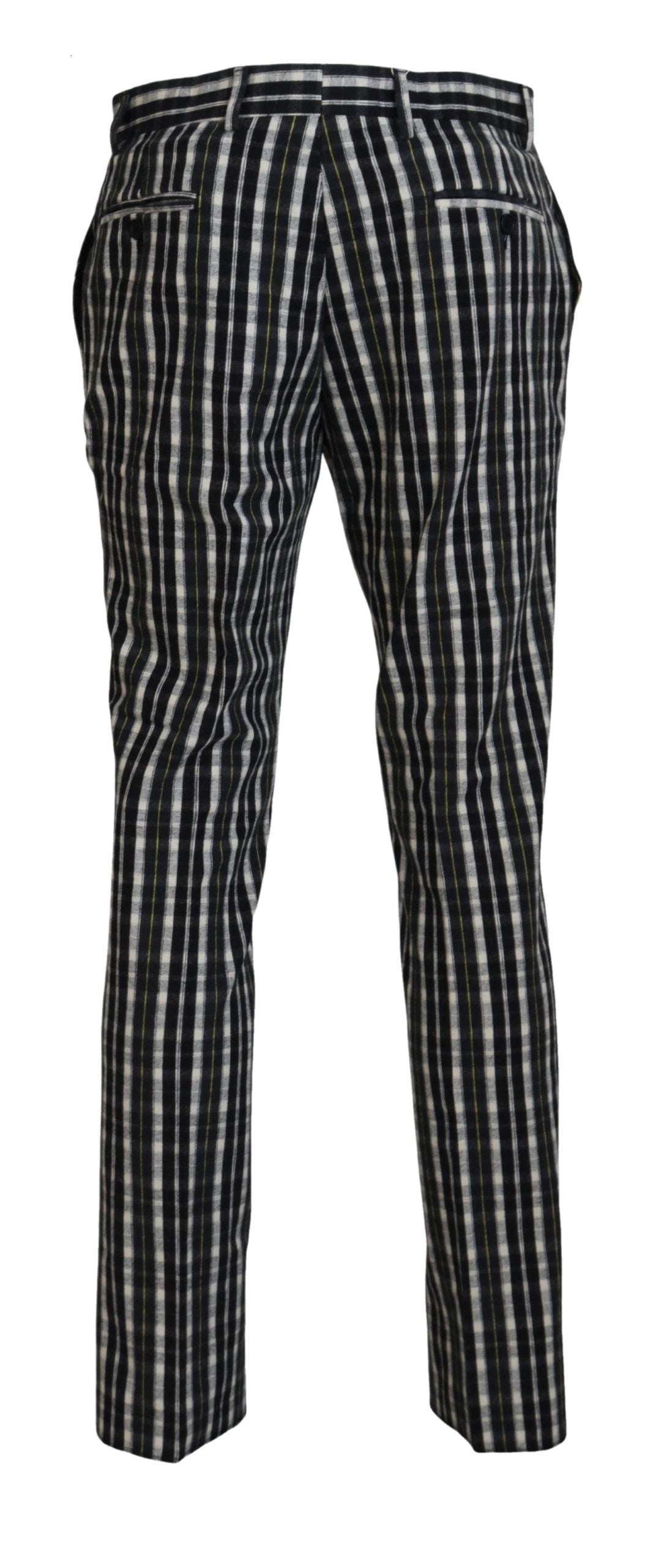 Black Checkered Cotton Casual Pants