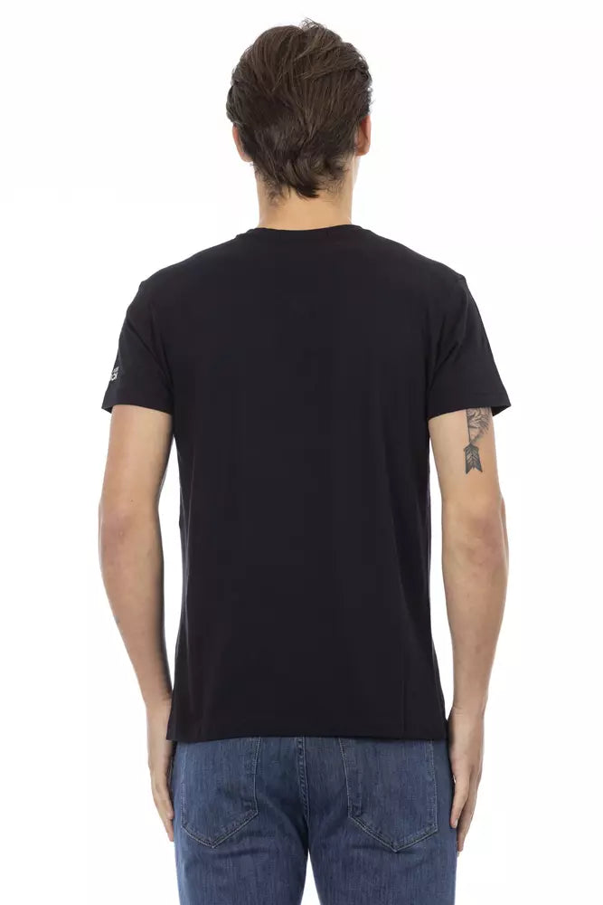 Black Cotton Men V-Neck T-Shirt
