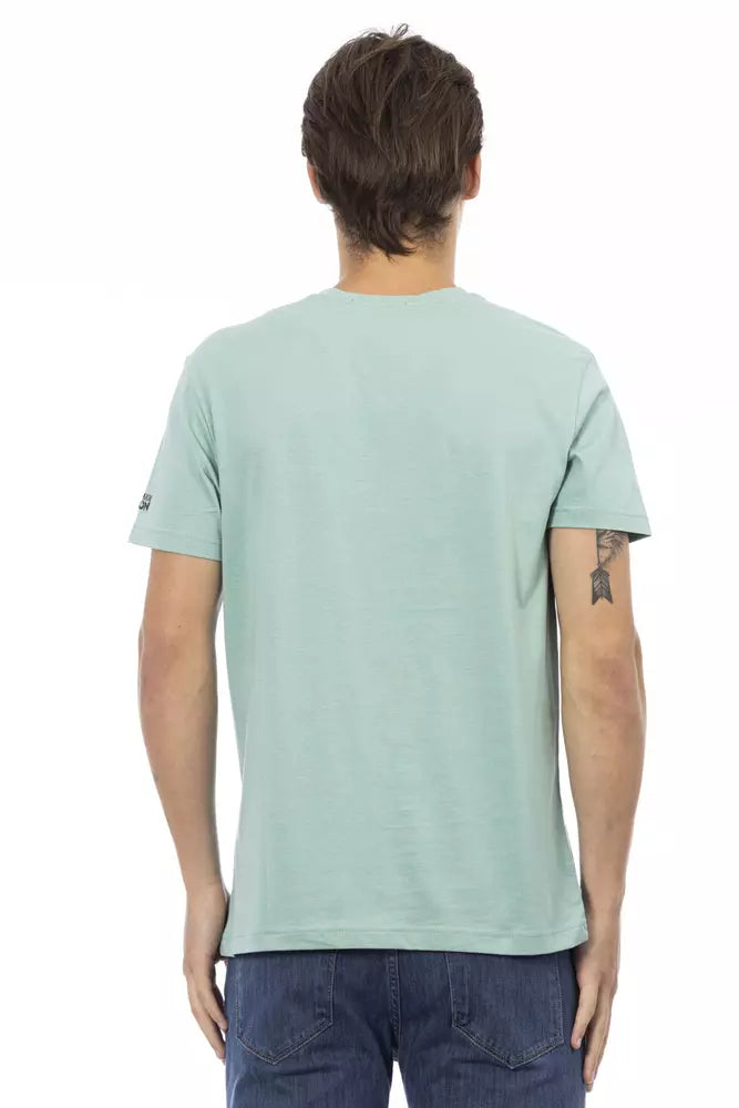 Green Cotton Men's V-Neck T-Shirt