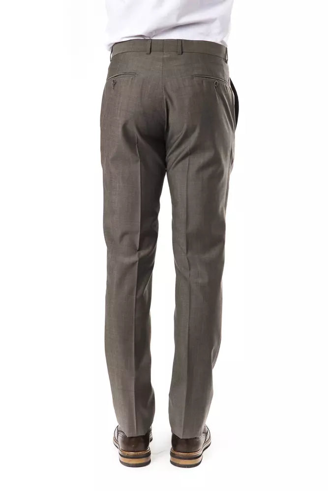 Gray Wool Men Suit Pant
