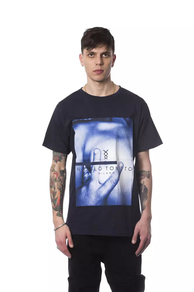 Blue Cotton Men's T-Shirt
