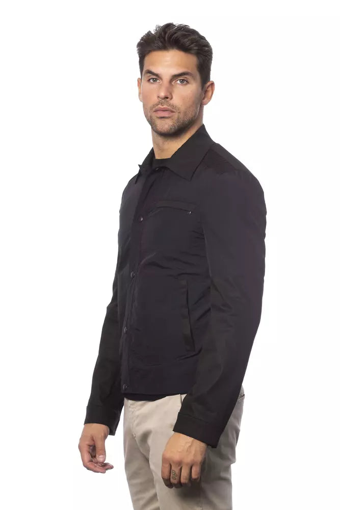 Black Cotton Men's Bomber Jacket