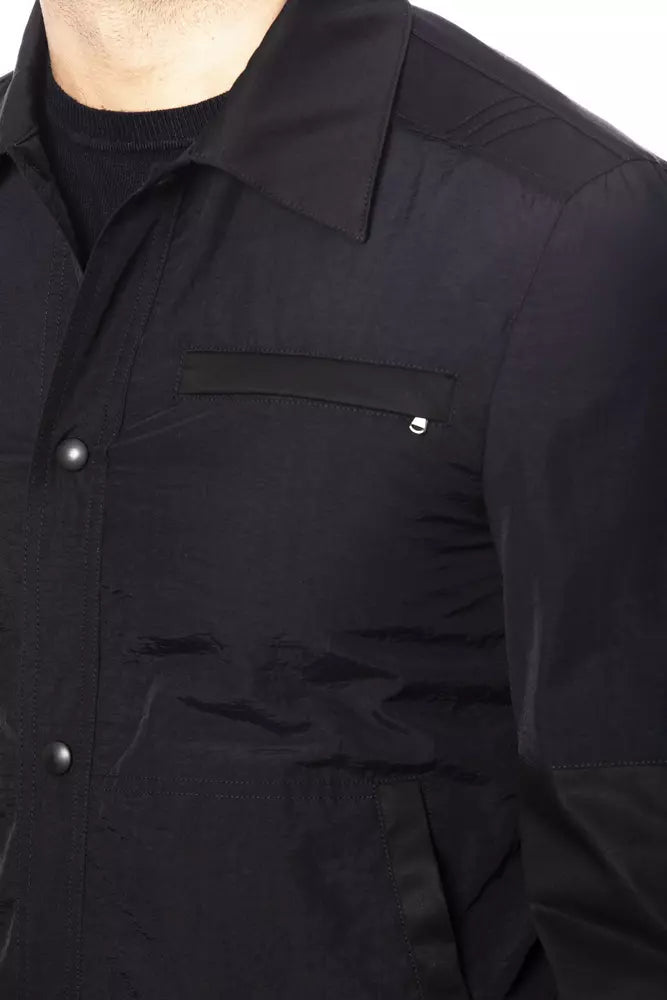 Black Cotton Men's Bomber Jacket