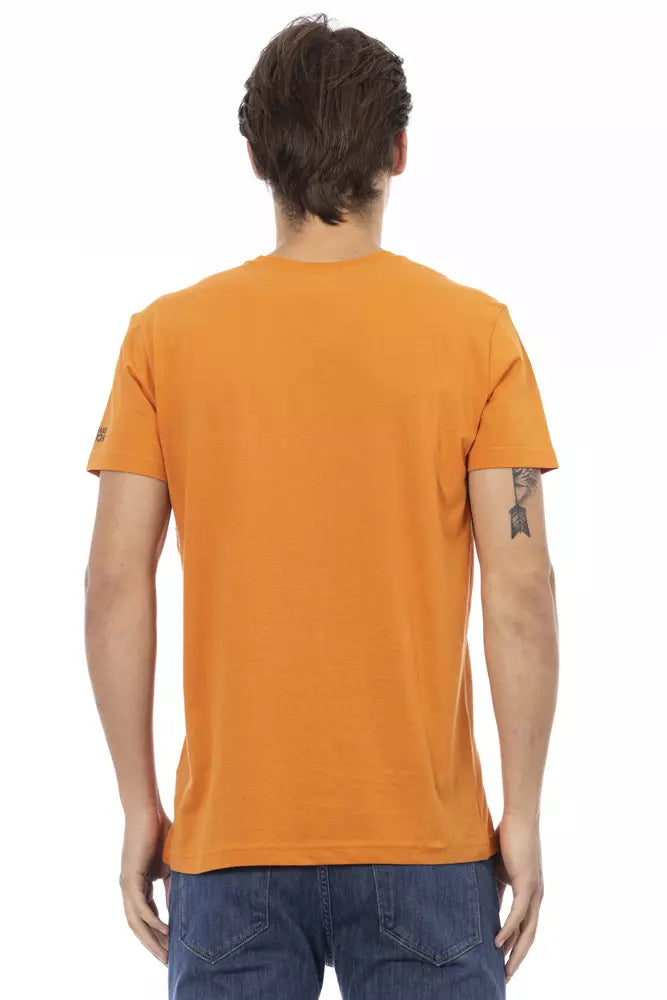 Orange Cotton Men's V-Neck T-Shirt