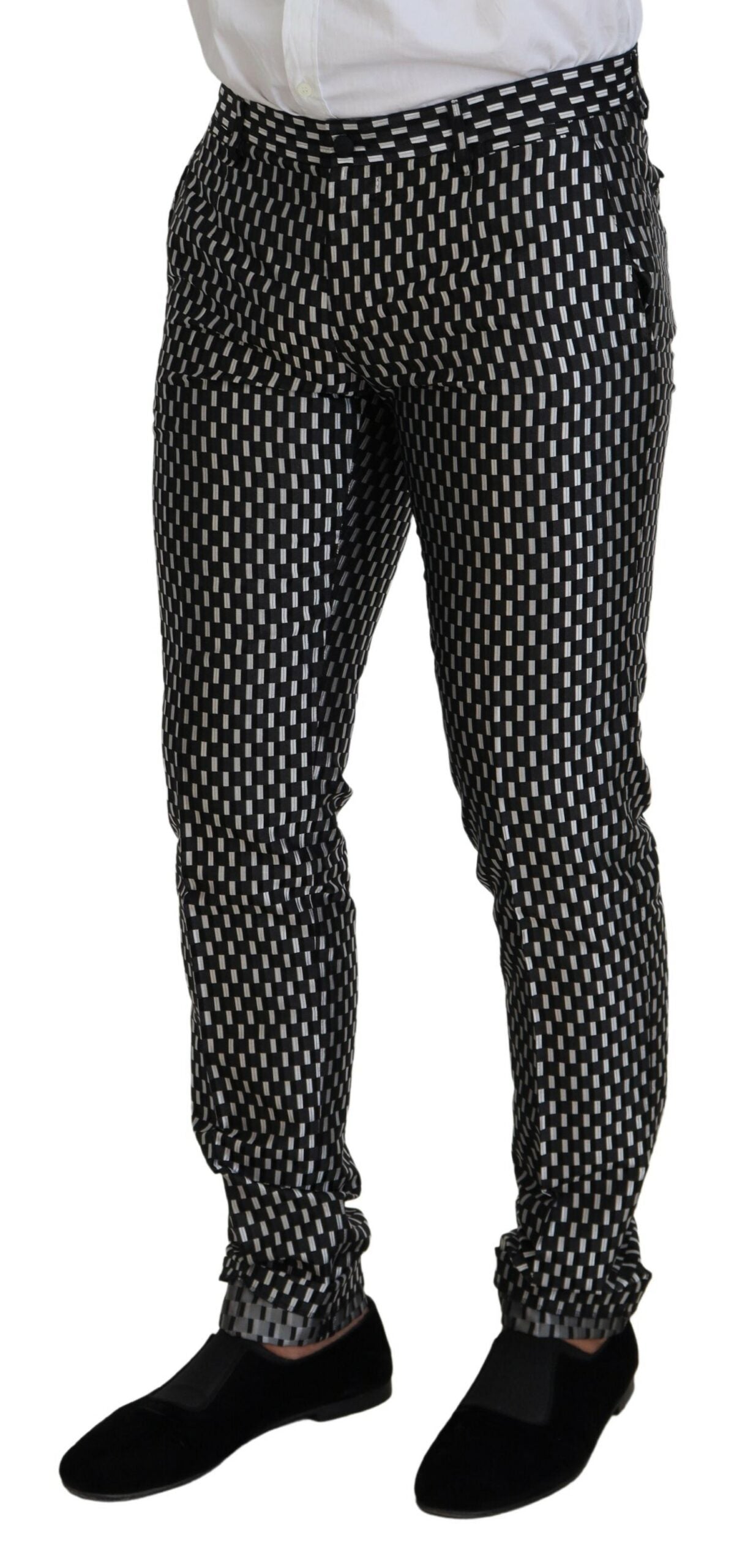 Black White Silk MARTINI Slim Fit Suit