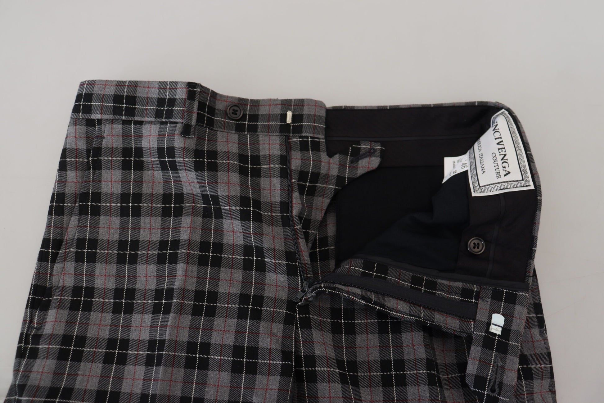 Gray Checkered Slim Fit Men Pants