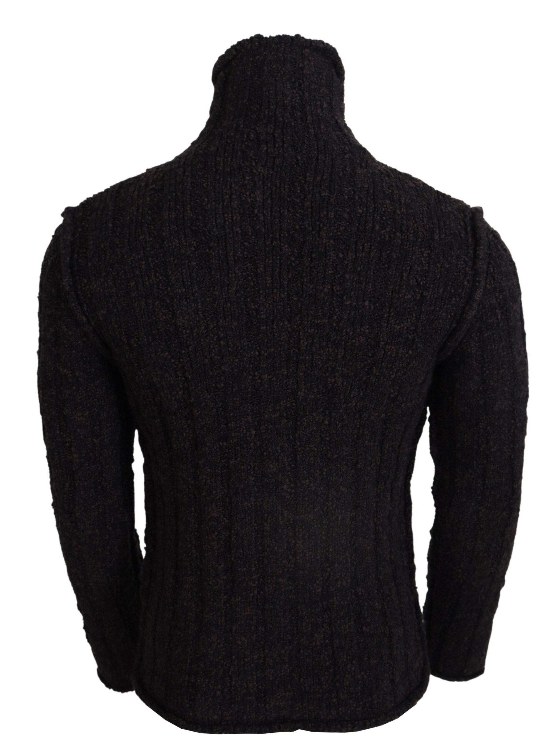 Brown Wool Knit Turtleneck Pullover Sweater