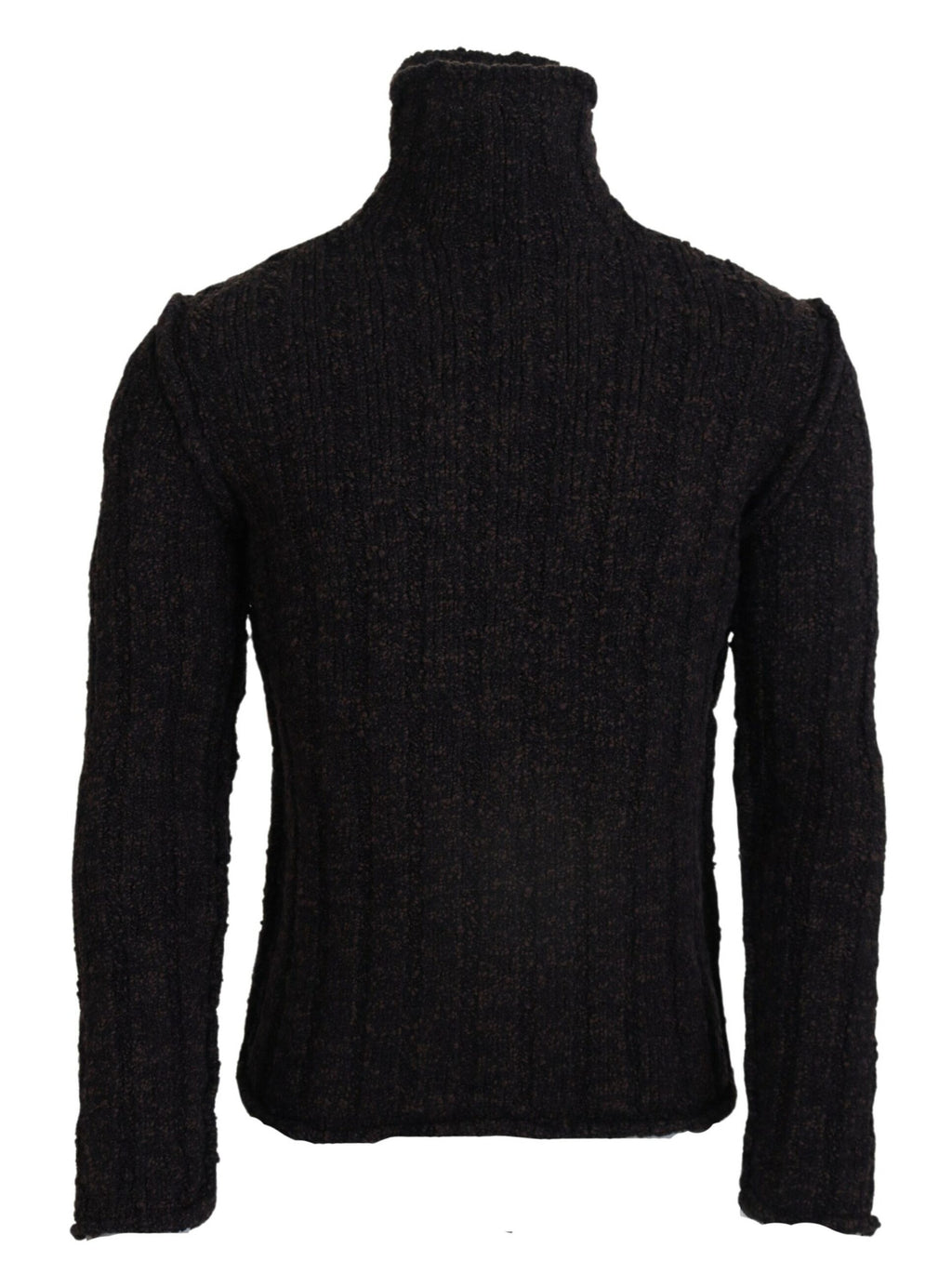 Brown Wool Knit Turtleneck Pullover Sweater