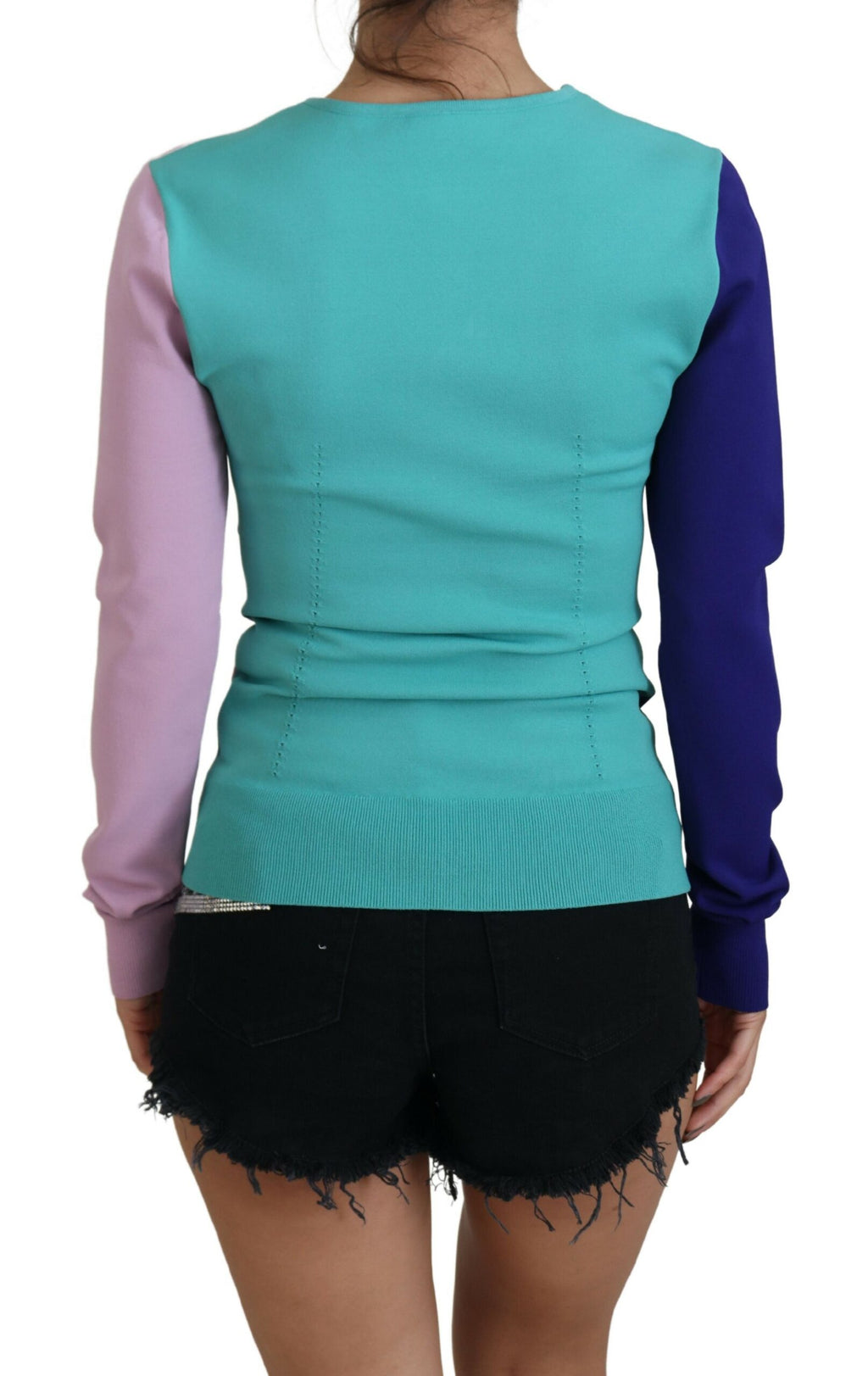 Multicolor V-neck Viscose Long Sleeves Sweater