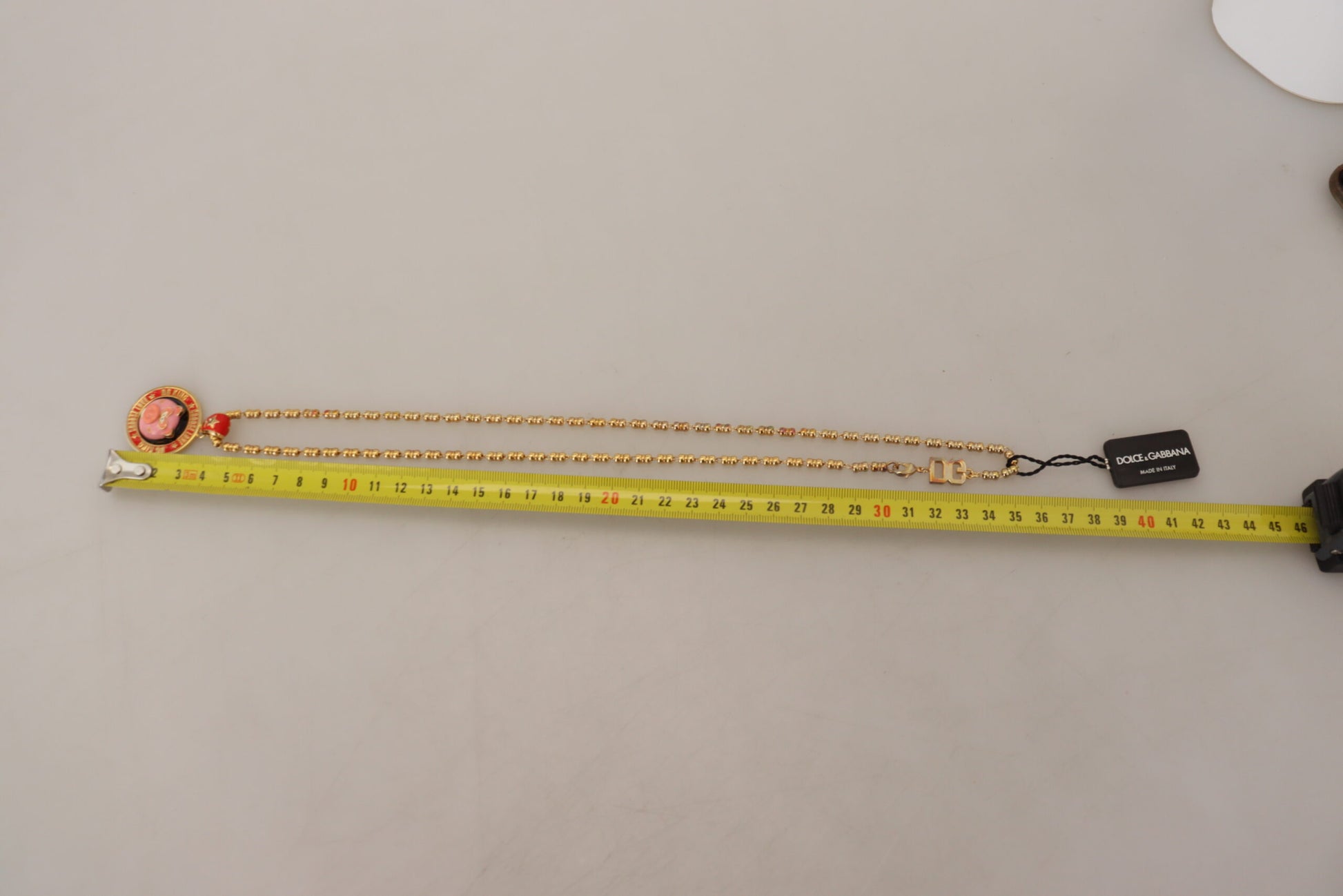 Gold Brass Chain SUPER PIG Pendant Logo Necklace